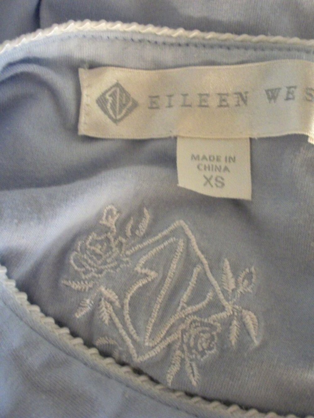 Eileen West Vintage Long Warm Long Sleeves Light Blue Nightgown XS